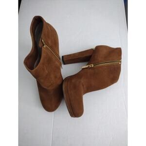 MICHAEL Michael Kors Boots Womens Size 6 Suede Brown Ankle Booties Block Heel